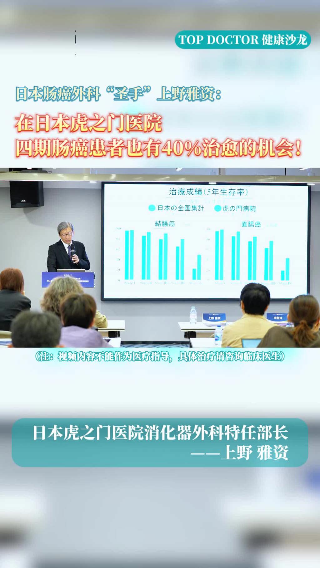 日本肠癌外科专家上野雅资：在日本四期肠癌患者也有40%治愈的机会!
