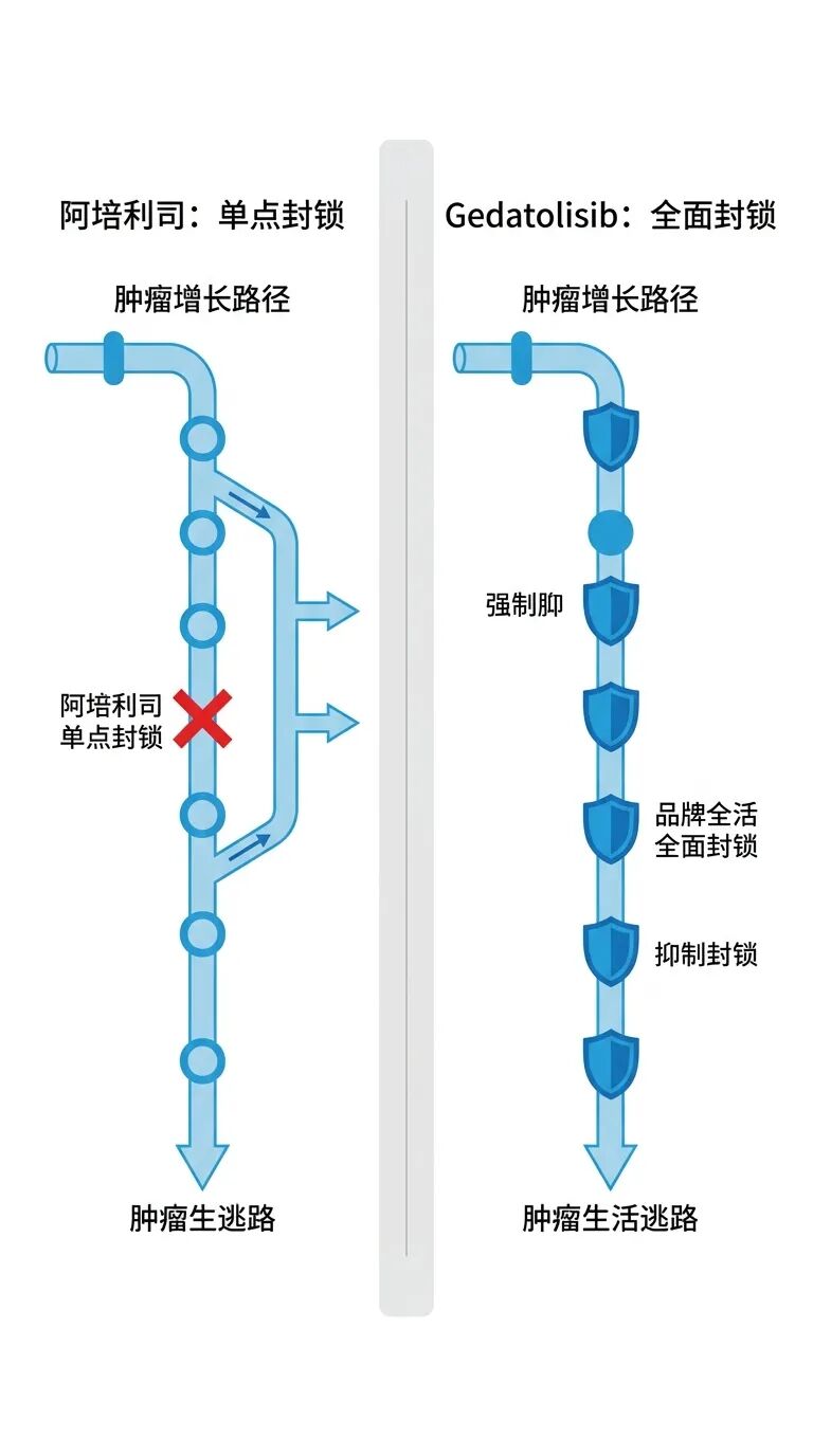 阿培利司与Gedatolisib作用机制对比图