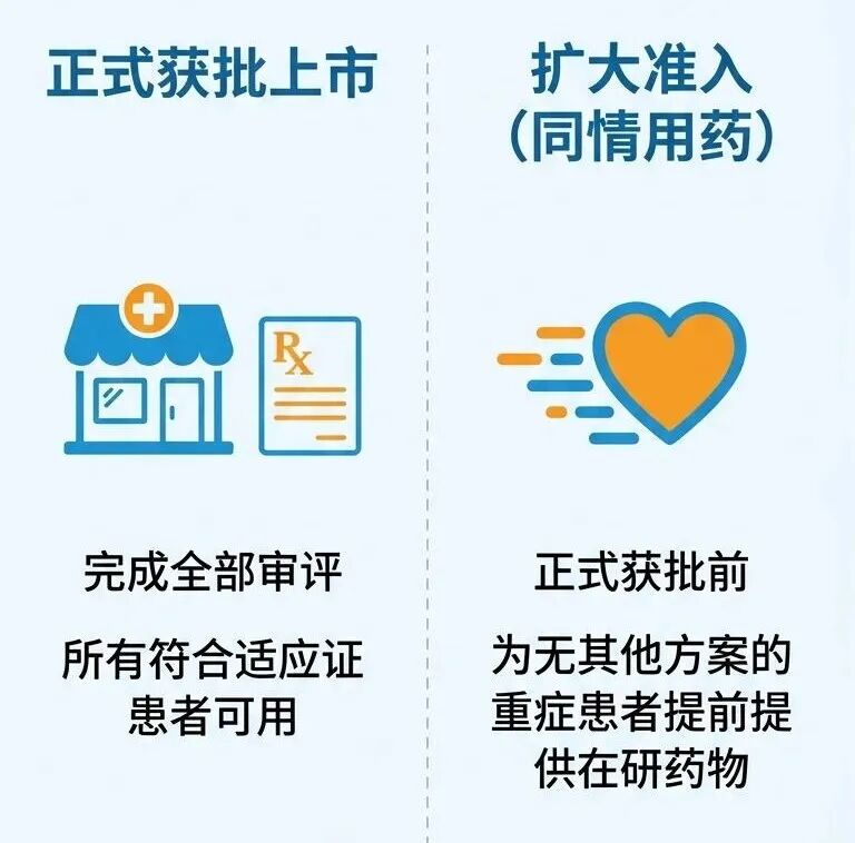 正式获批上市与扩大准入概念对比图